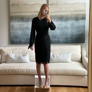 Rachel Parcell Black Lace Long-Sleeved MIDI Dress Size Small